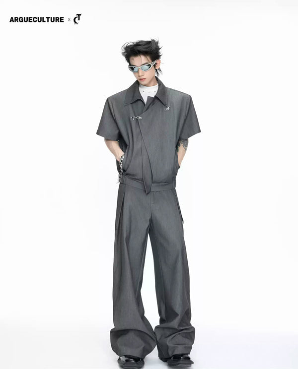 Argue Culture Asymmetric Layered Cropped Jacket Set - gallery view 1