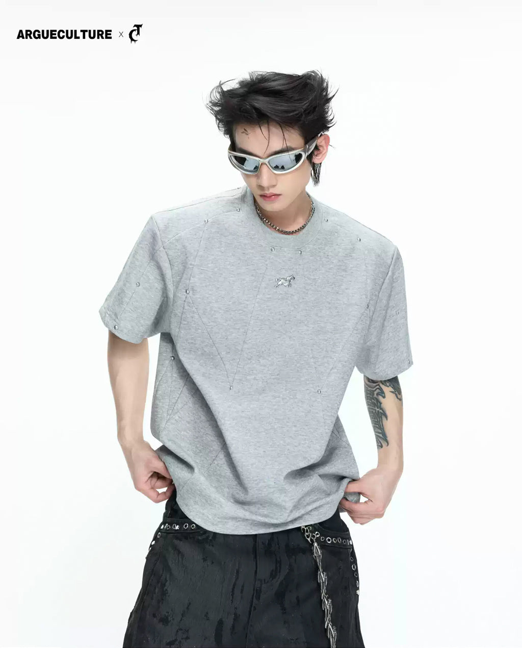 Argue Culture Studded Deconstructed Boxy T-Shirt - gallery view 1