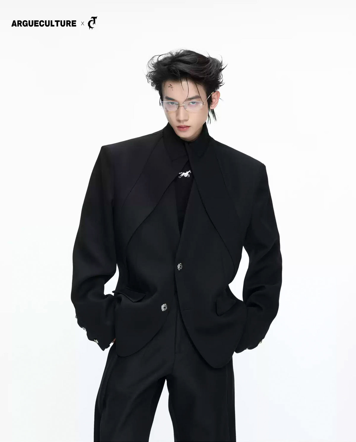Argue Culture Layered V-Neck Waist-Shaped Blazer Set - gallery view 1 메인 이미지