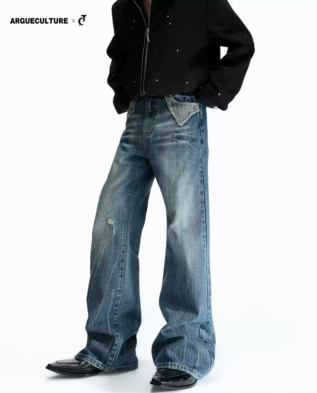 Argue Culture Distressed Flared Jeans - gallery view 1