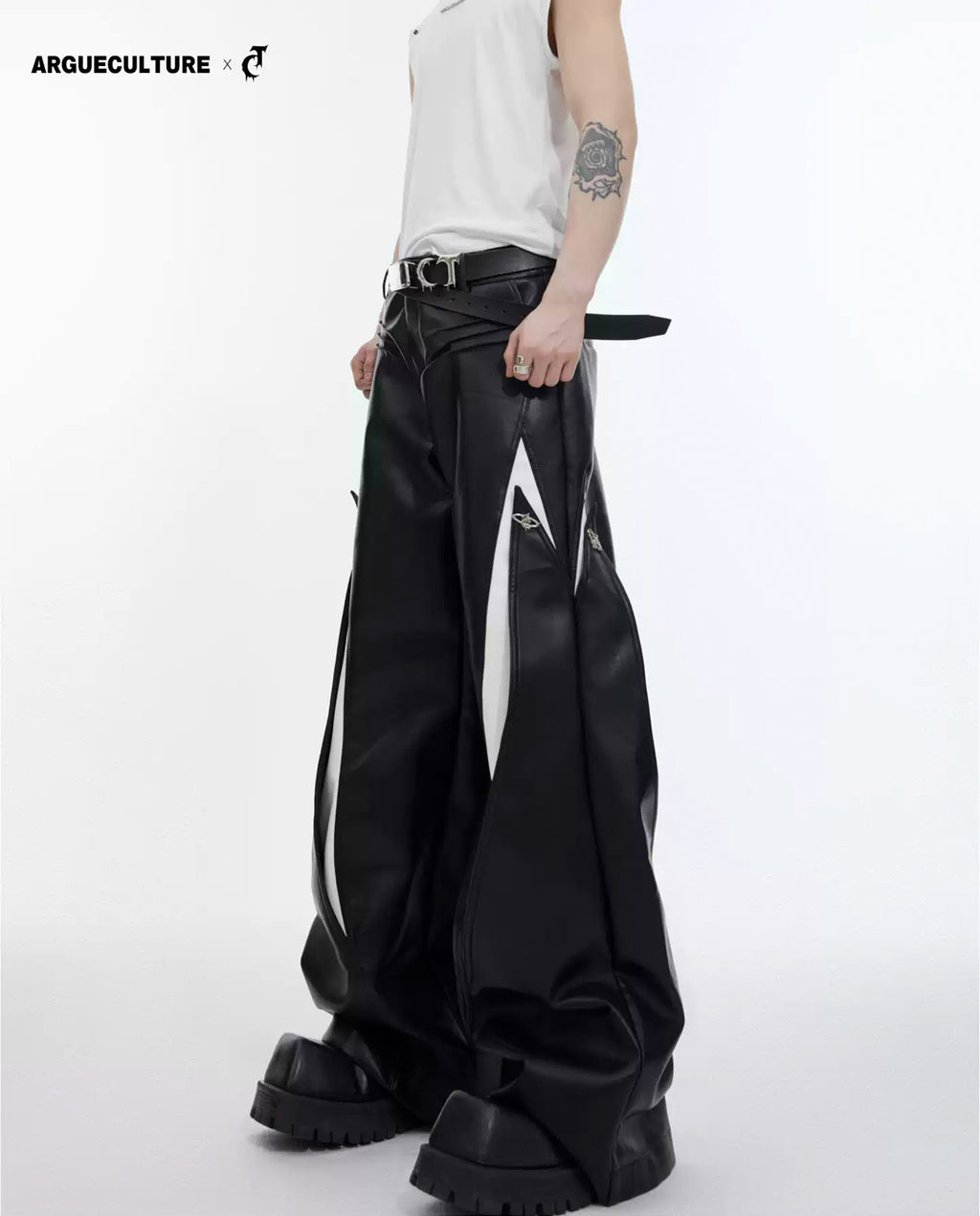 Argue Culture Metal-Button Panelled Wide-Leg Pants - gallery view 1