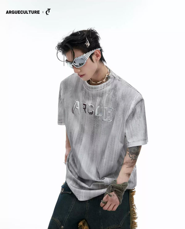 Argue Culture Silver-Finish Logo Padded-Shoulder T-Shirt - gallery view 1