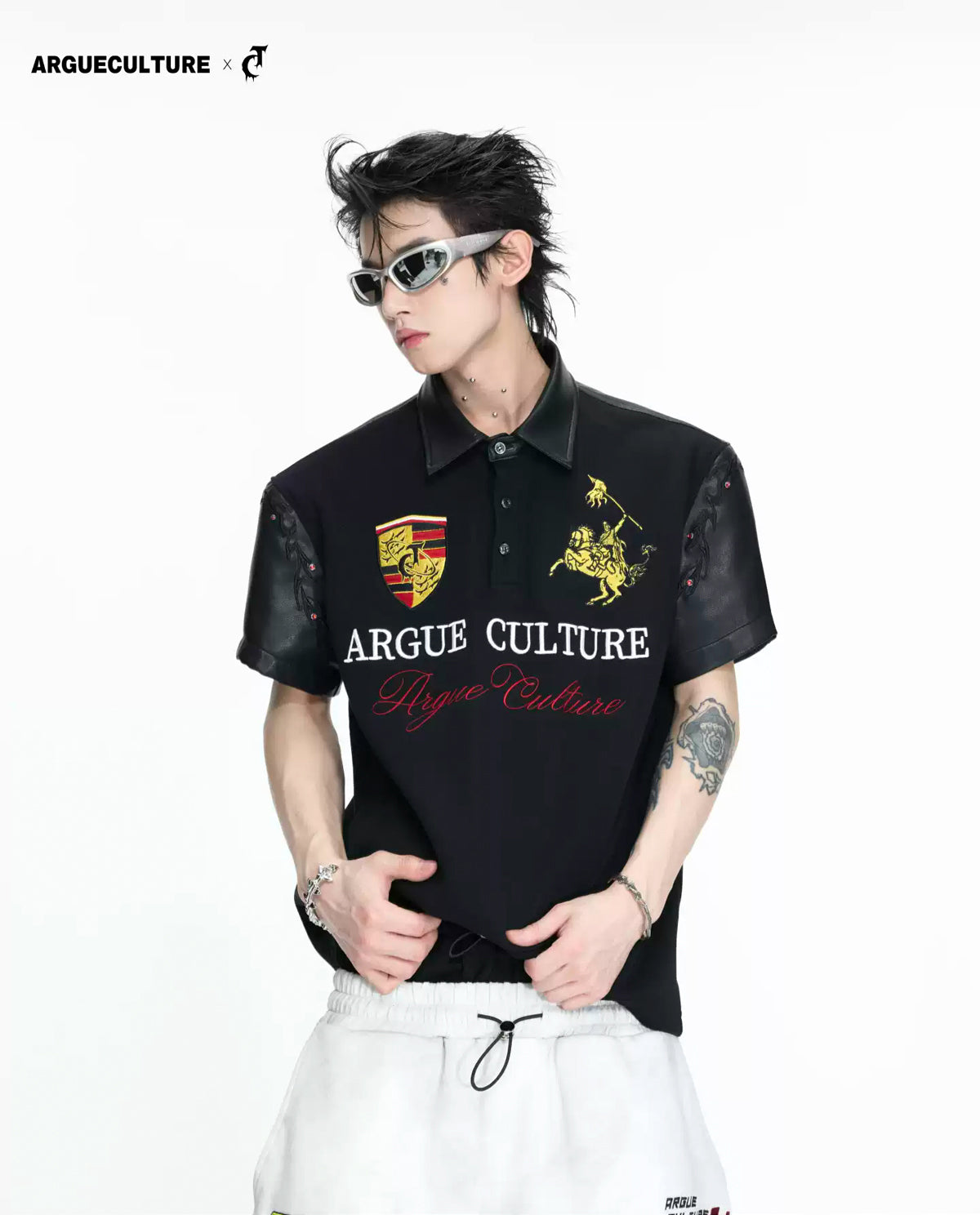 Argue Culture Contrast-Trim Embroidered Polo Shirt - gallery view 1 메인 이미지