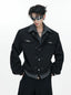 Layered Stripe Cropped Jacket — Black - Top — styling view 1