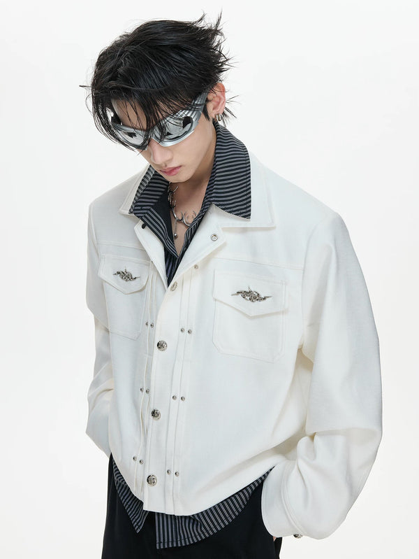 Layered Stripe Cropped Jacket — White - Top — styling view 5