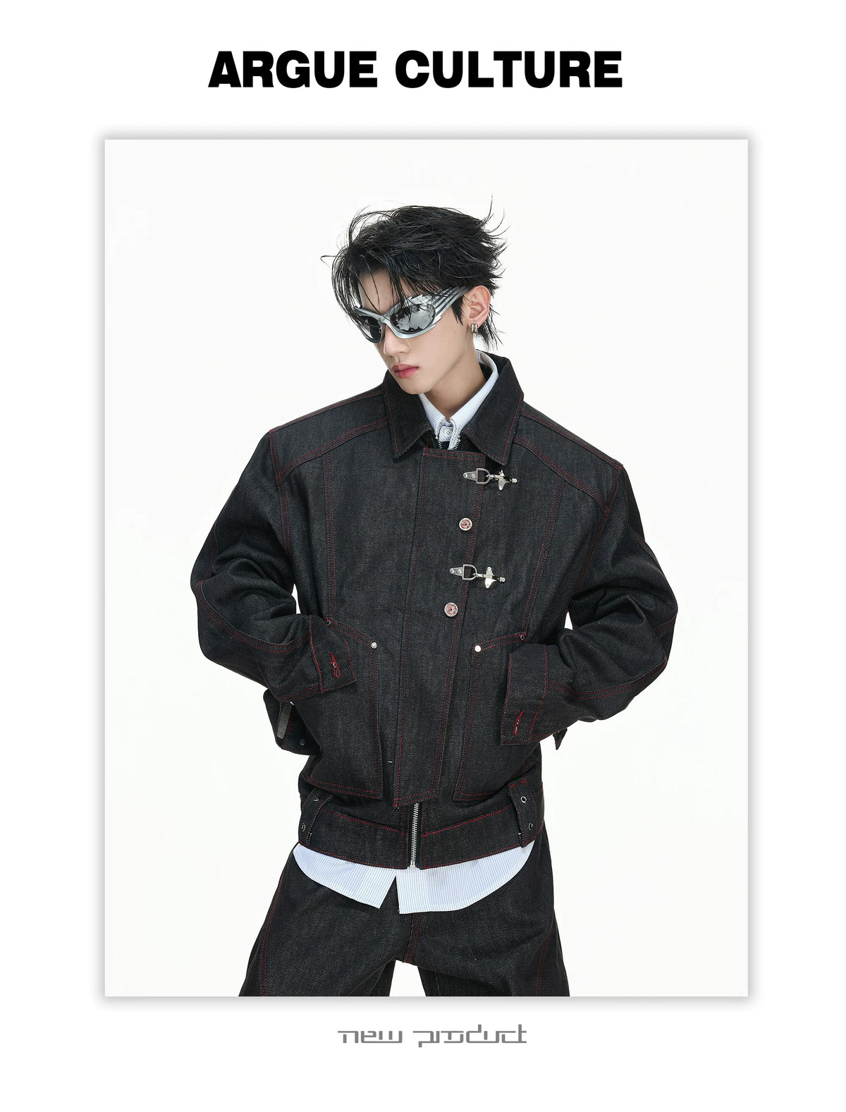Flight-Buckle Work Jacket — Black — styling view 1