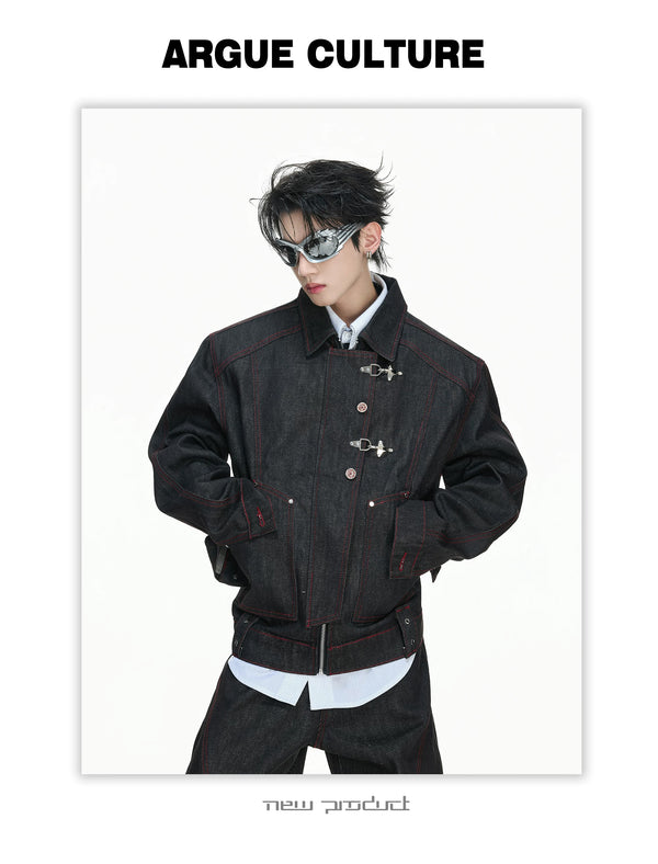 Flight-Buckle Work Jacket — Black — styling view 1