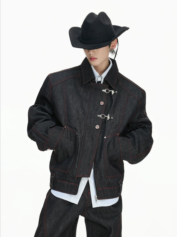 Flight-Buckle Work Jacket — Black — styling view 3