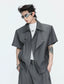 Asymmetric Layered Cropped Jacket Set — Gray - Top — styling view 2