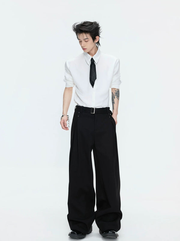Asymmetric Layered Cropped Jacket Set — Black - Pants — styling