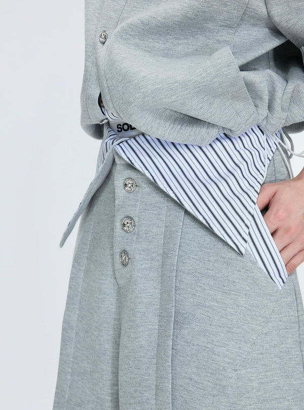 Layered Stripe Short-Sleeve Shirt Set — Gray - Pants - Edition 1 — detail view 1