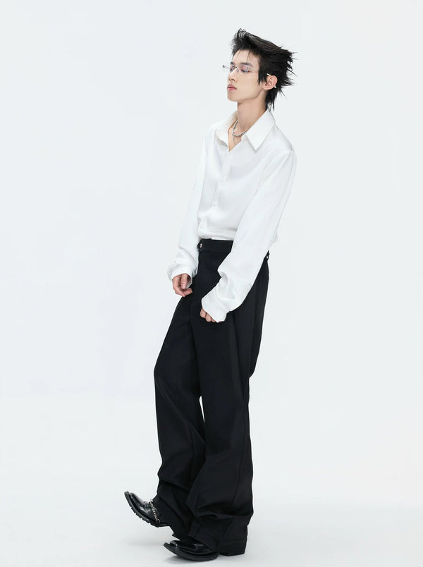 Layered V-Neck Waist-Shaped Blazer Set — Black - Pants — styling view 2