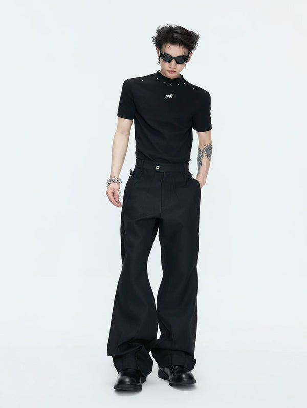 Layered V-Neck Waist-Shaped Blazer Set — Black - Pants — styling view 11