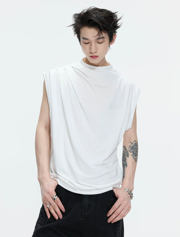 Embroidered Relaxed Tank Top — White - Top — styling view 1