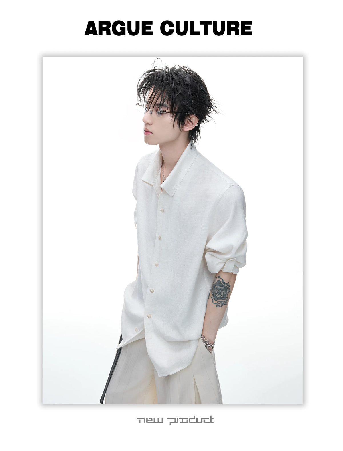 Textured Relaxed Shirt — White — styling