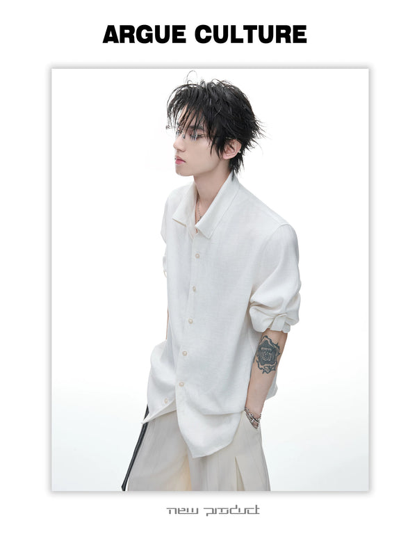 Textured Relaxed Shirt — White — styling