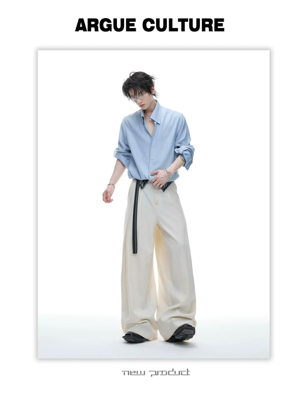 Textured Relaxed Shirt — Blue — styling view 3