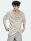 Asymmetric-Button Textured Long-Sleeve Top — Linen - Top — styling view 2