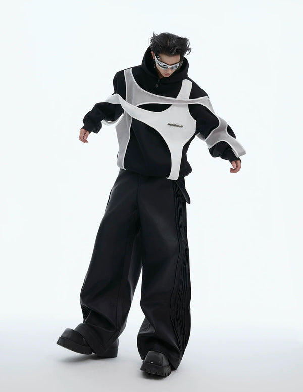 Layered Tie-Detail Padded-Shoulder T-Shirt — Black — styling view 5