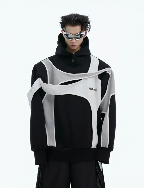 Layered Tie-Detail Padded-Shoulder T-Shirt — Black — styling view 6