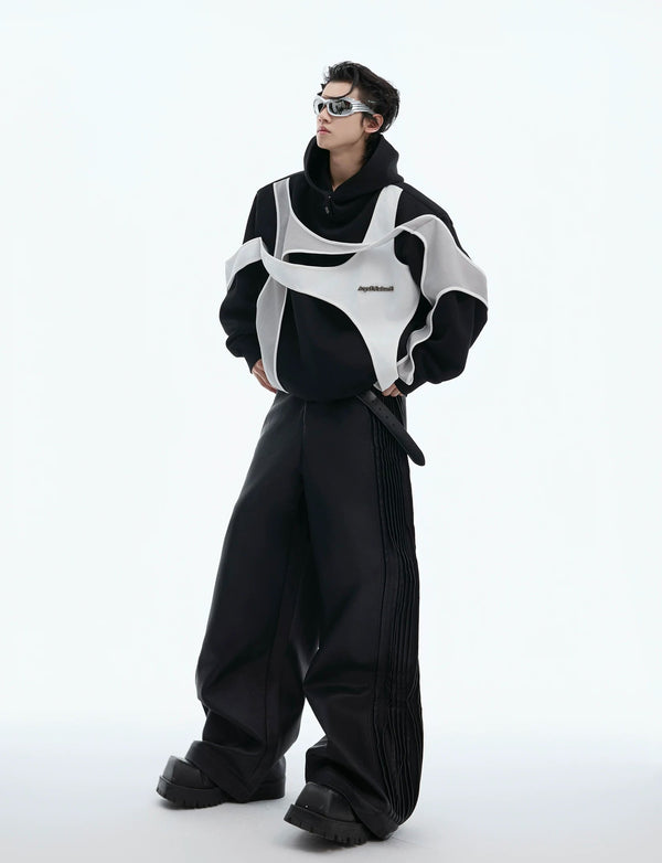 Layered Tie-Detail Padded-Shoulder T-Shirt — Black — styling view 8