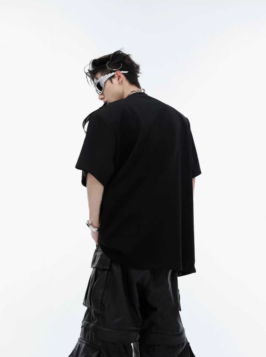 Harness-Panel Deconstructed T-Shirt — Black — back
