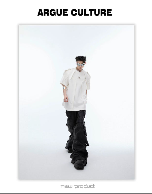 Harness-Panel Deconstructed T-Shirt — White — styling view 4