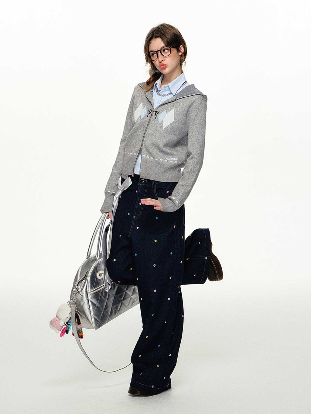 Argyle Colorblock Hooded Cardigan - COPPING THREADS - CHICISLAND