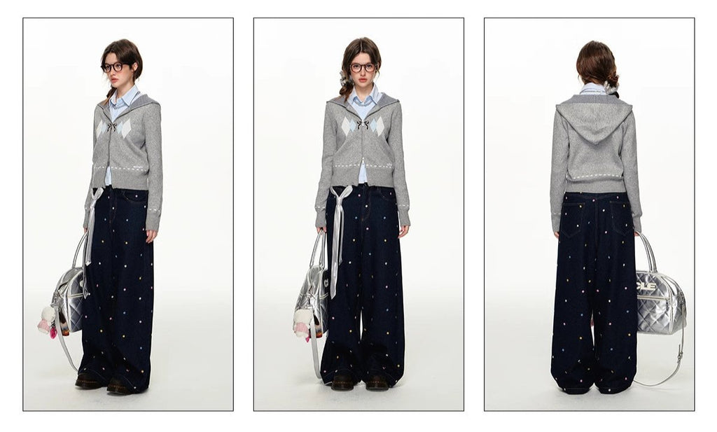 Argyle Colorblock Hooded Cardigan - COPPING THREADS - CHICISLAND