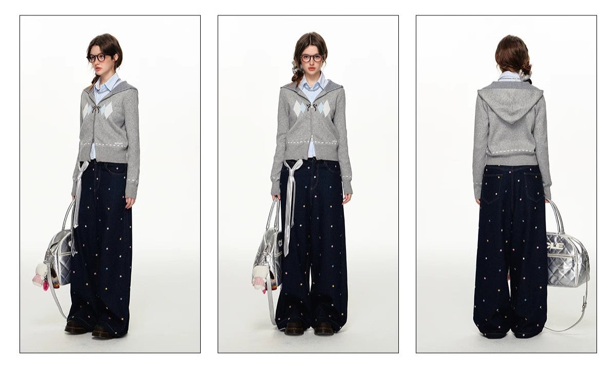 Argyle Colorblock Hooded Cardigan - COPPING THREADS - CHICISLAND