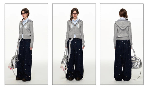 Argyle Colorblock Hooded Cardigan - COPPING THREADS - CHICISLAND