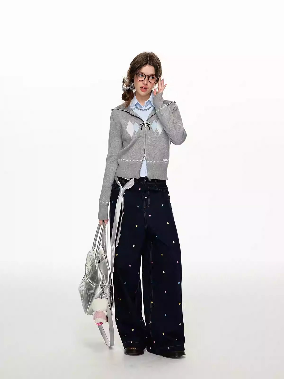 Argyle Colorblock Hooded Cardigan - COPPING THREADS - CHICISLAND