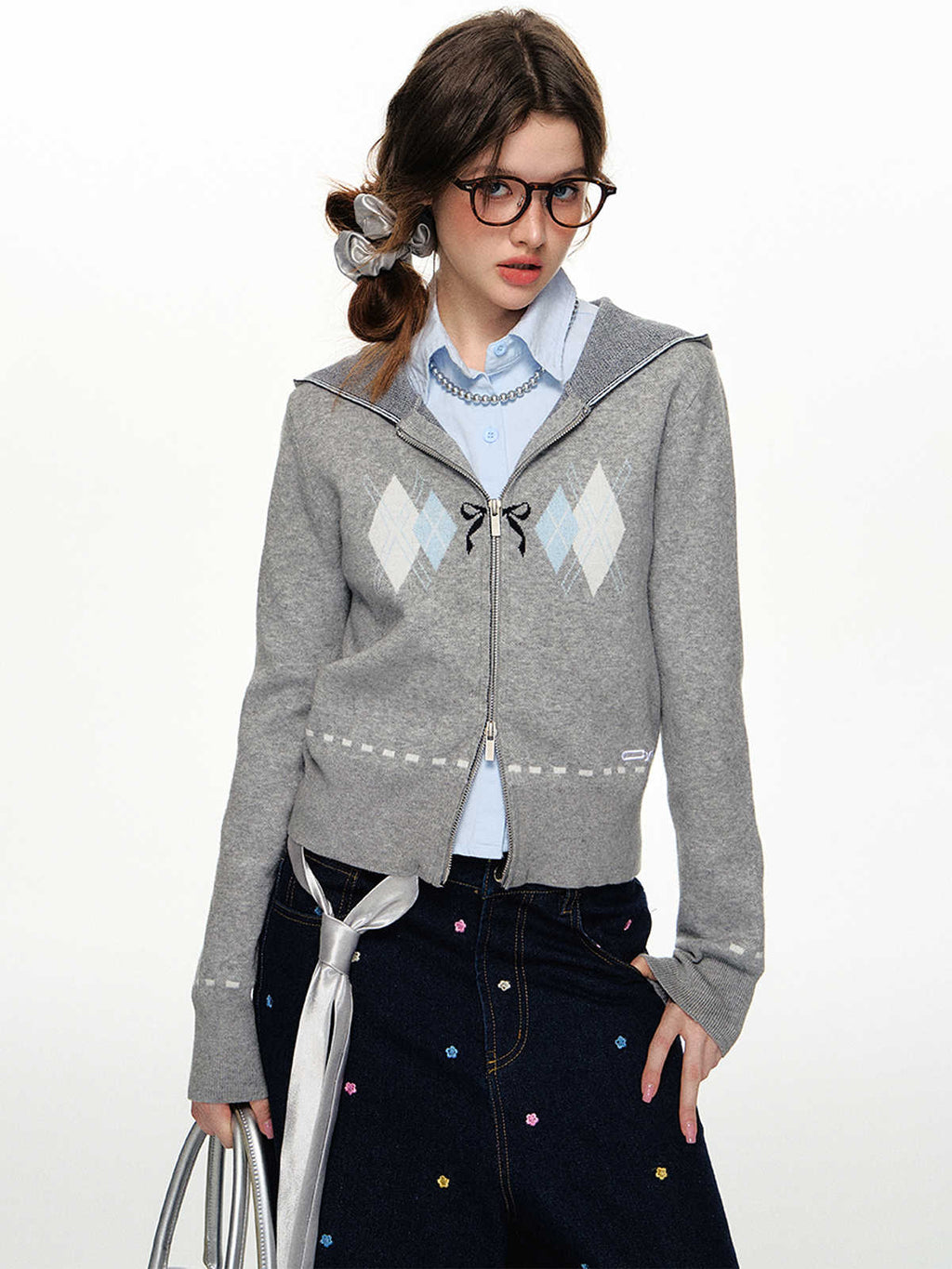 Argyle Colorblock Hooded Cardigan - COPPING THREADS - CHICISLAND