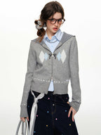 Argyle Colorblock Hooded Cardigan - COPPING THREADS - CHICISLAND