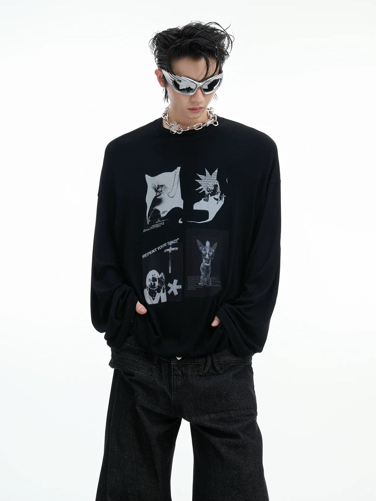 Art-Print Relaxed Long-Sleeve T-Shirt - COPPING THREADS - Argue Culture