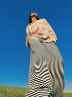 Artist Collaboration Graphic Striped Hollow Wool Hoodie Sweater - COPPING THREADS - ARTMONSTER