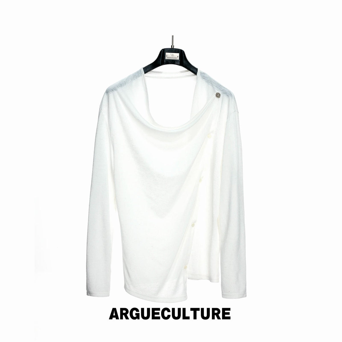 Asymmetric-Button Textured Long-Sleeve Top - COPPING THREADS - Argue Culture