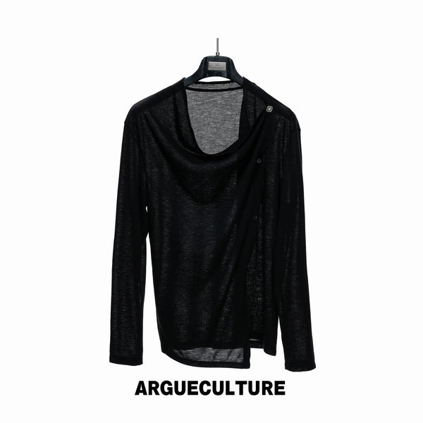 Asymmetric-Button Textured Long-Sleeve Top - COPPING THREADS - Argue Culture