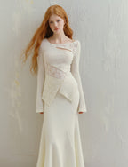 Asymmetric Lace Patchwork Sheer Knit Top - COPPING THREADS - SALTHE