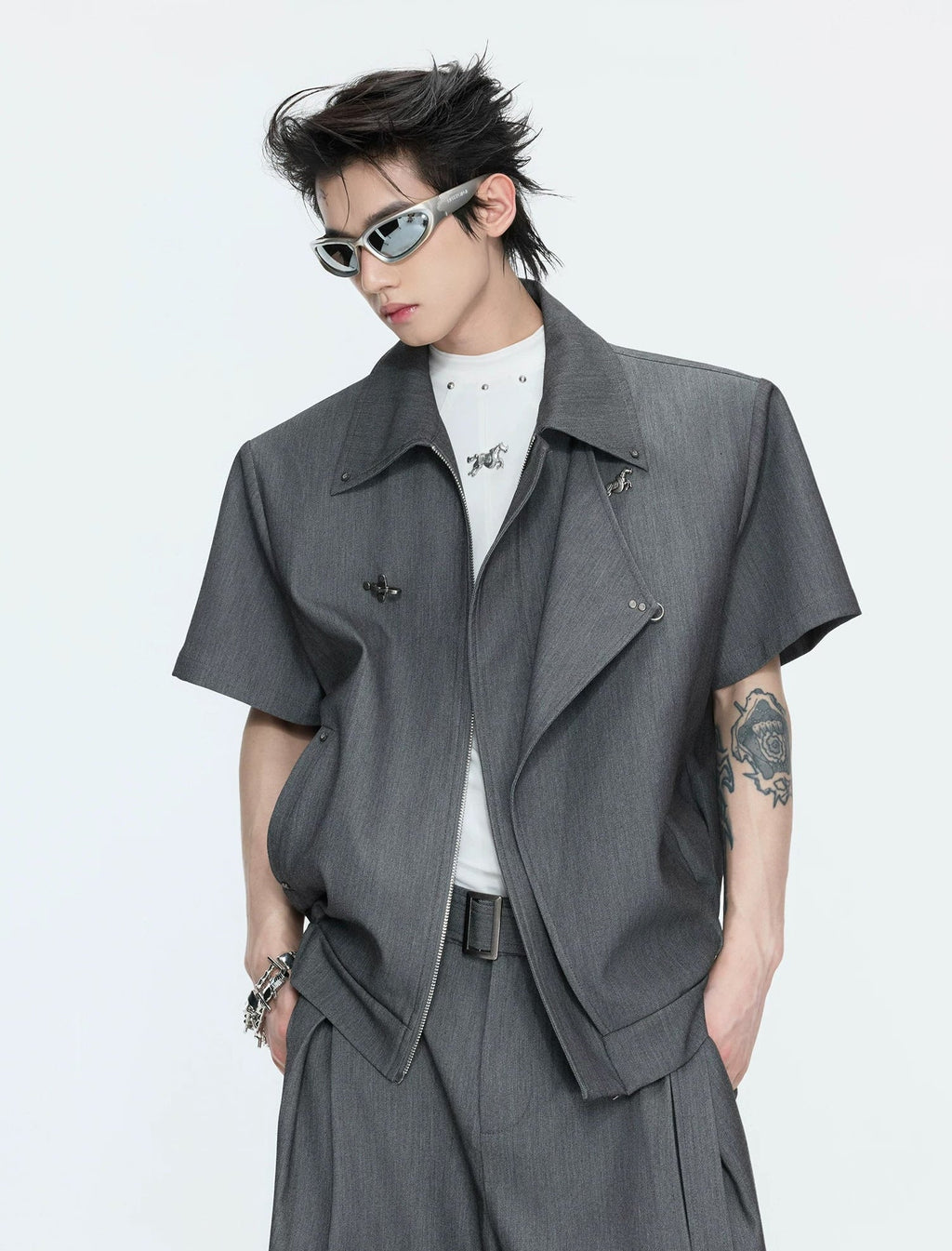 Asymmetric Layered Cropped Jacket Set - COPPING THREADS - Argue Culture