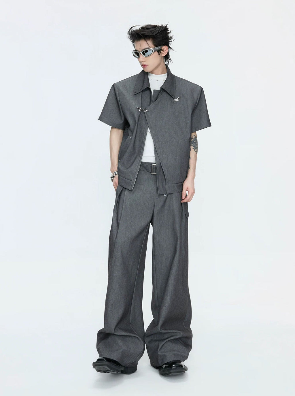 Asymmetric Layered Cropped Jacket Set - COPPING THREADS - Argue Culture