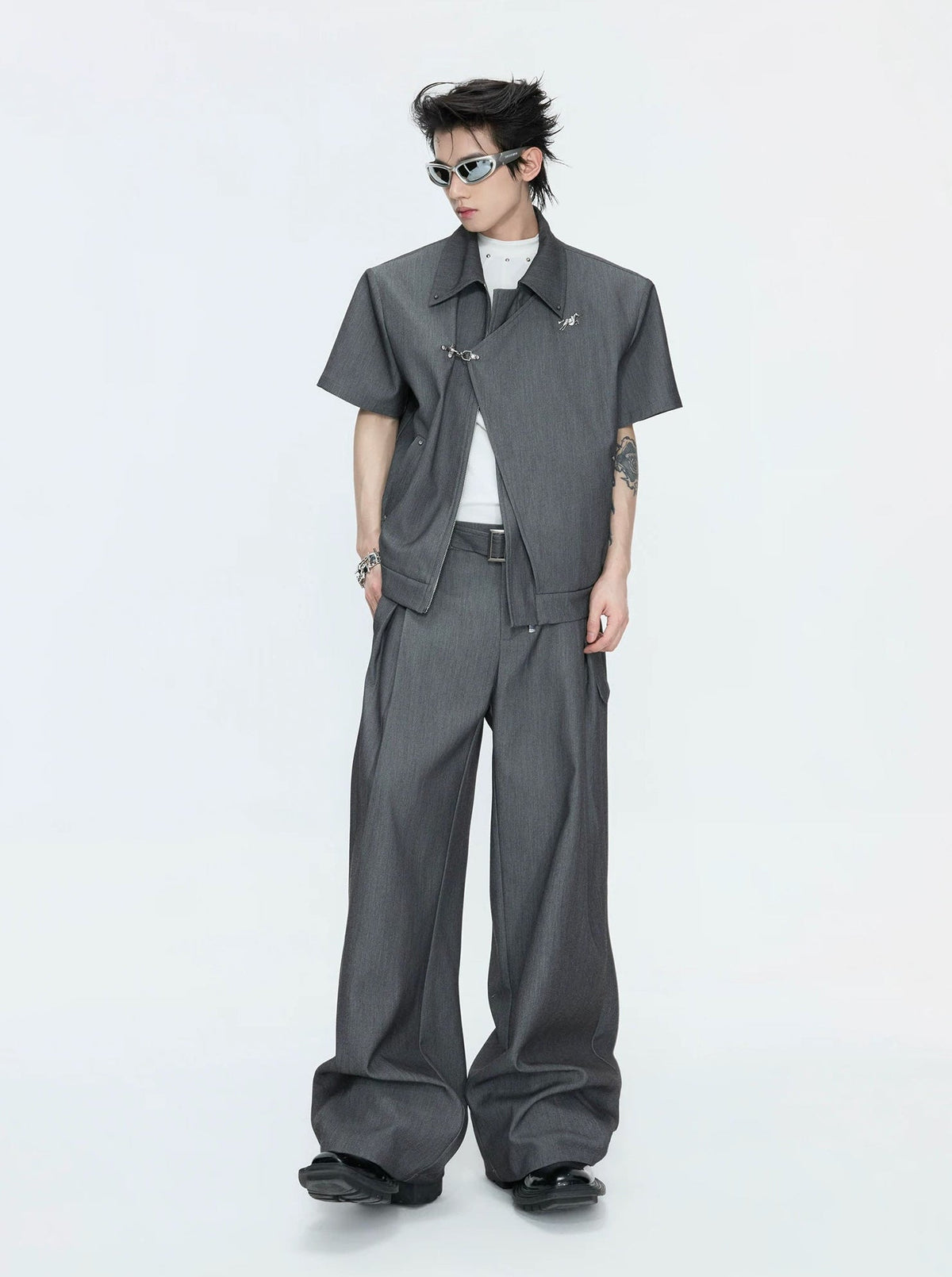 Asymmetric Layered Cropped Jacket Set - COPPING THREADS - Argue Culture