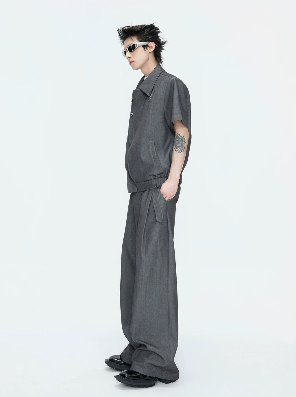 Asymmetric Layered Cropped Jacket Set - COPPING THREADS - Argue Culture