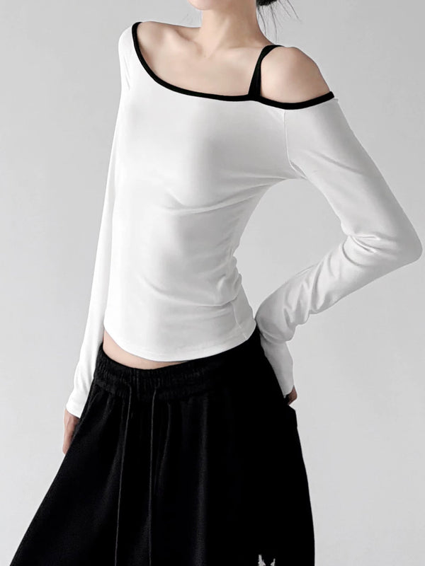 Asymmetric Off-Shoulder Long-Sleeve Top - COPPING THREADS - CT ORIGINALS