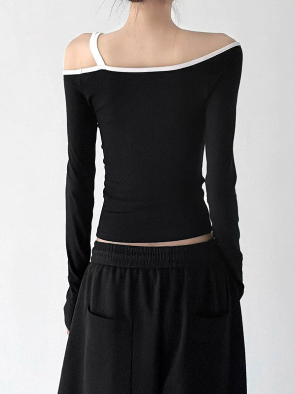 Asymmetric Off-Shoulder Long-Sleeve Top - COPPING THREADS - CT ORIGINALS