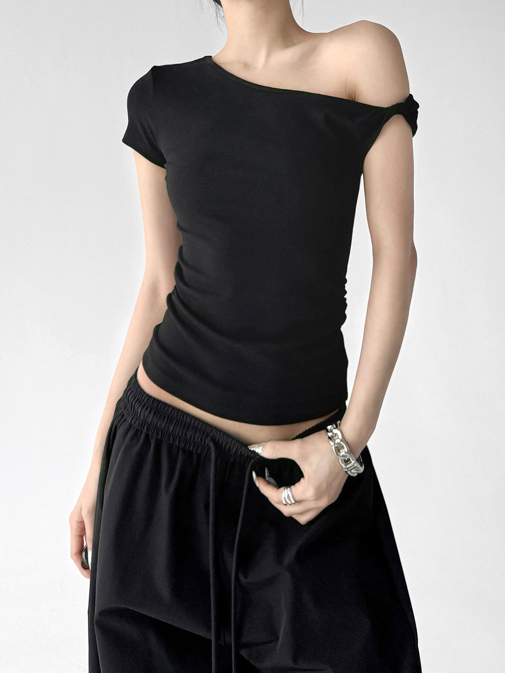 Asymmetric One-Shoulder Fitted Top - CT6658 - COPPING THREADS - CT ORIGINALS