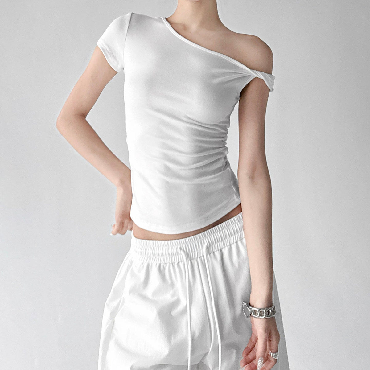 Asymmetric One-Shoulder Fitted Top - CT6658 - COPPING THREADS - CT ORIGINALS