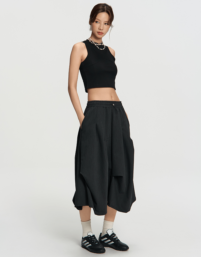 Asymmetric Pleated A - Line Midi Skirt - COPPING THREADS - RAPPEYE