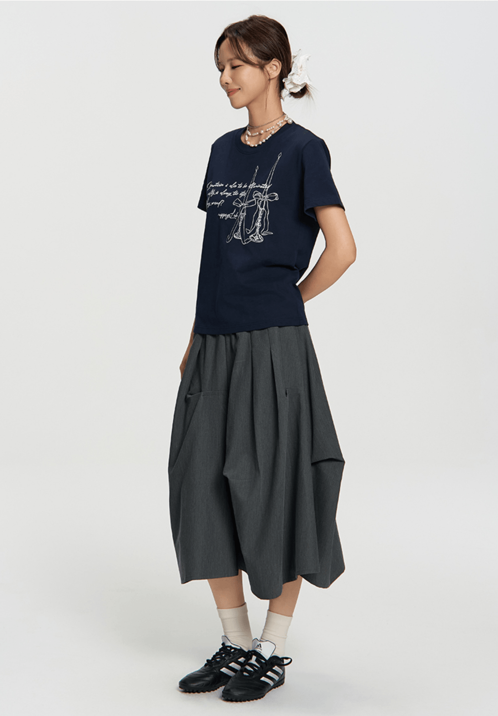 Asymmetric Pleated A - Line Midi Skirt - COPPING THREADS - RAPPEYE