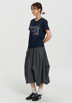 Asymmetric Pleated A - Line Midi Skirt - COPPING THREADS - RAPPEYE